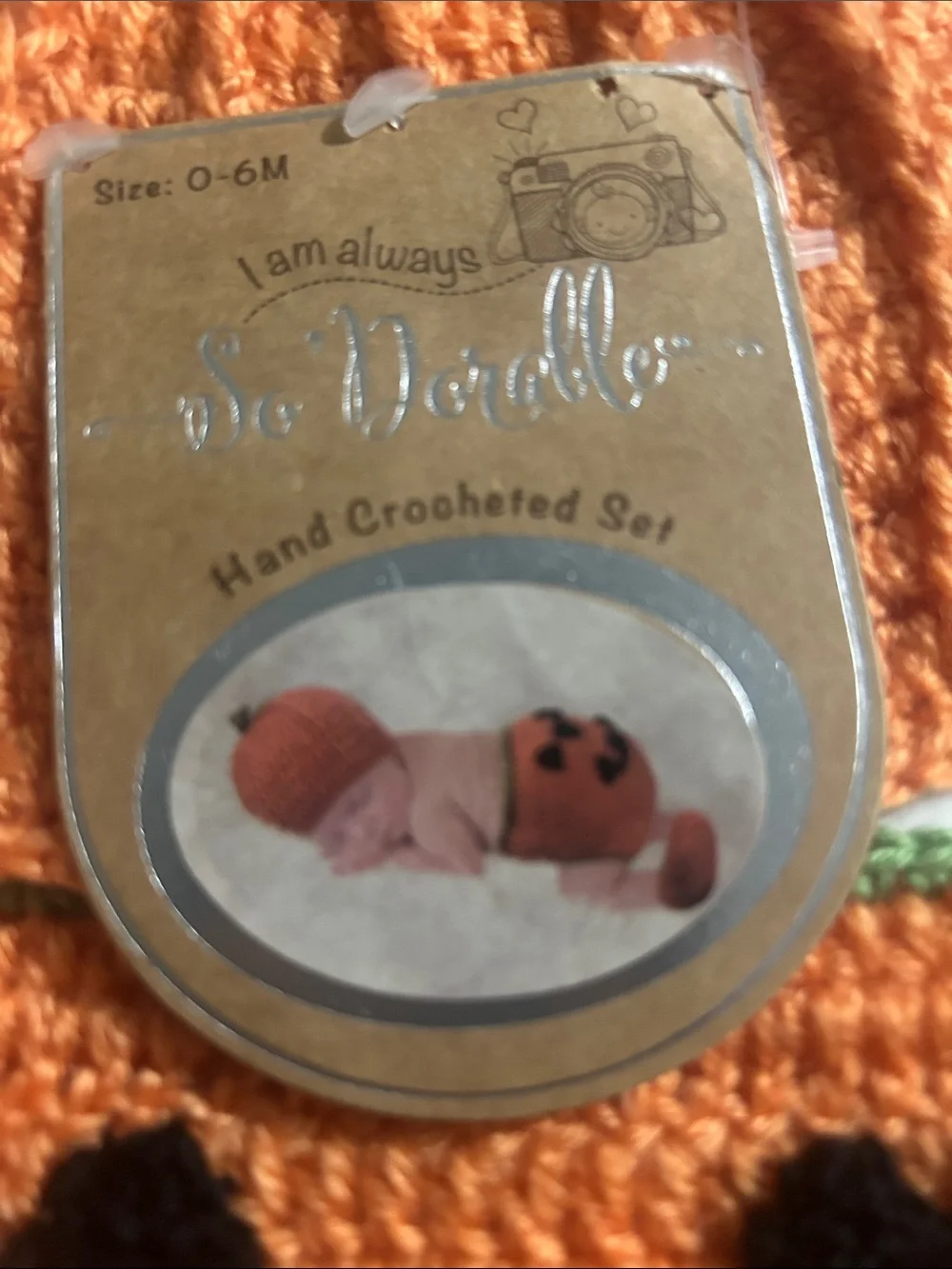 Hand-Crocheted Orange Pumpkin Baby Hat & Diaper Cover and Shoes Set